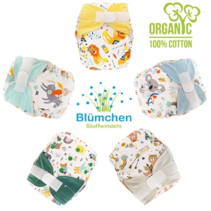 Pañal TE1 Unitalla Algodón Orgánico Velcro – Blümchen