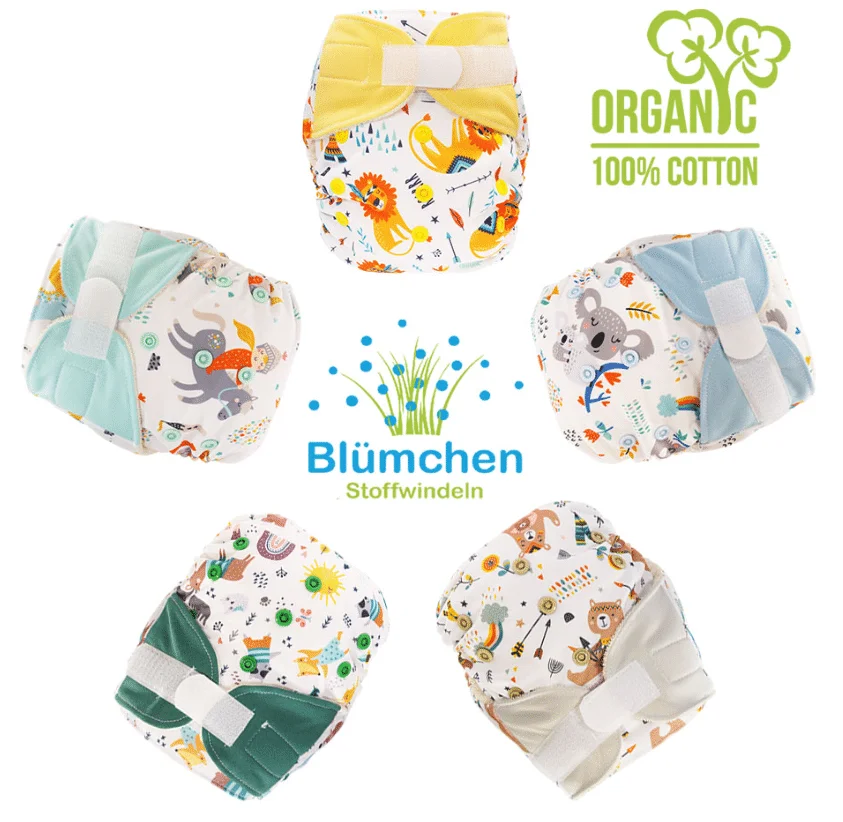 Pañal TE1 Unitalla Algodón Orgánico Velcro – Blümchen