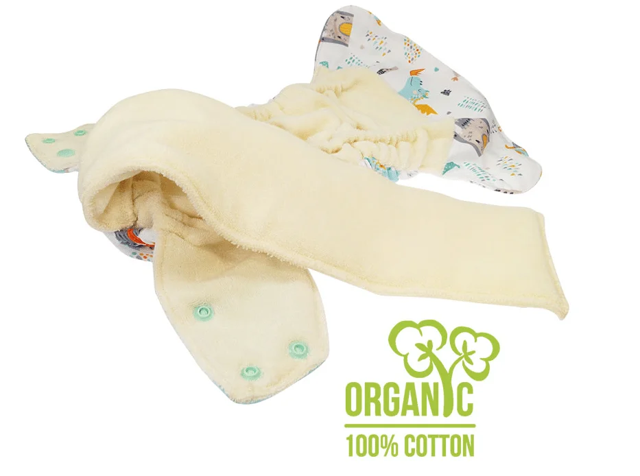 Pañal TE1 Unitalla Algodón Orgánico Velcro – Blümchen - Imagen 3